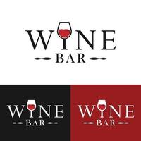 Weinbar-Wortmarke mit Weinglas-Logo-Design-Vorlage vektor