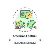 2d editierbar amerikanisch Fußball dünn Linie Symbol Konzept, isoliert Vektor, Mehrfarbig Illustration Darstellen sportlich Stipendium. vektor