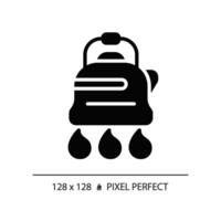 2d Pixel perfekt Glyphe Stil Kessel Symbol, isoliert Vektor, Wandern Ausrüstung Silhouette Illustration. vektor