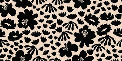Blume nahtlos Hintergrund. minimalistisch abstrakt Blumen- Muster. modern drucken im schwarz und Weiß Hintergrund. Ideal zum Textil- Design, Hintergrund, Abdeckungen, Karten, Einladungen und Plakate. vektor