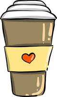 Kaffee Tasse mit ein Herz, Illustration, Vektor auf Weiß Hintergrund