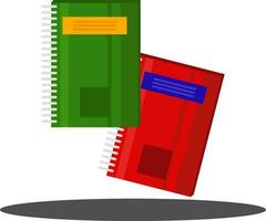 grön och röd copybooks, illustration, vektor på vit bakgrund.