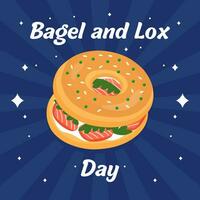 Vektor Illustration Bagel und LOX Tag. Bagel und LOX Tag Illustration Vektor Hintergrund. Vektor eps 10