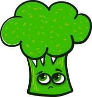 ledsen broccoli, illustration, vektor på vit bakgrund