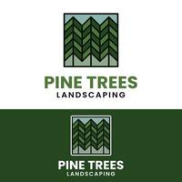 färgad linje linjär tall pinus vintergröna gran cypres barrträd barrgran hemlock lärkträdträd skogsläger utomhus äventyr vintage hipster retro rustik logotypdesign vektor