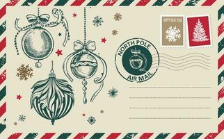 weihnachtspost, postkarte, handgezeichnete illustration. vektor