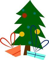 en dekorerad jul träd vektor eller Färg illustration