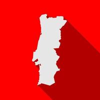 Portugal-Karte auf rotem Hintergrund mit langem Schatten isoliert vektor