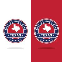 Texas-Karte in blau-rotem Kreis-Emblem-Abzeichen-Etikett-Stempel in Retro-Hipster-Vintage-Stil-Logo-Design-Vorlage vektor