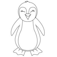 Hand gezeichnete niedliche Pinguintiervektorillustration lokalisiert in einem weißen Hintergrund