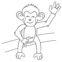 Hand gezeichnetes süßes Affentier, das eine Bananenvektorillustration lokalisiert in einem weißen Hintergrund hält vektor