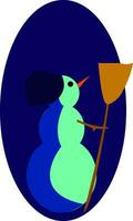 Schneemann mit Besen Vektor oder Farbe Illustration