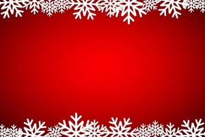 Weihnachtsroter Hintergrund gezeichnete Schneeflocken. einfache urlaubskarte vektor