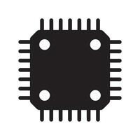 dator chip ikon, cpu mikroprocessor chip ikon. elektronisk chip vektor ikon isolerat på vit bakgrund.