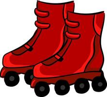 Clip Art von das rot gefärbt Walze Rollschuhe einstellen isoliert auf Weiß Hintergrund, Vektor oder Farbe Illustration