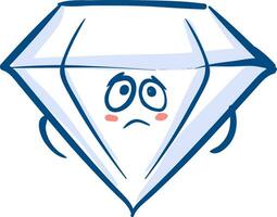 Emoji von das traurig Kristall Diamant, Vektor oder Farbe Illustration