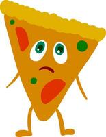 Emoji von ein traurig Pizza, Vektor oder Farbe Illustration