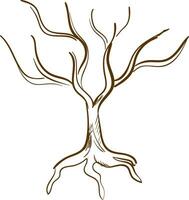 skizzieren Zeichnung von das Baum im braun Farbe, Vektor oder Farbe Illustration