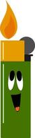 Emoji von ein süß Lachen Grün Feuerzeug, Vektor oder Farbe Illustration