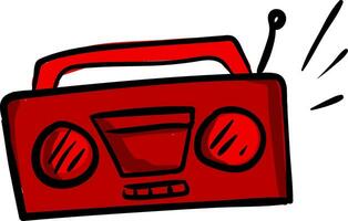 Clip Art von das rot Radio Kassette Spieler alt Modell- einstellen isoliert auf Weiß Hintergrund, Vektor oder Farbe Illustration