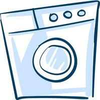 skiss av de helt och hållet automatisk främre ladda tvättning maskin i vit och blå färger, vektor eller Färg illustration