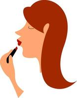 Mädchen mit Lippenstift , Vektor oder Farbe Illustration