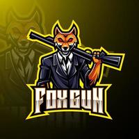 fox gun esport maskot logotyp design vektor