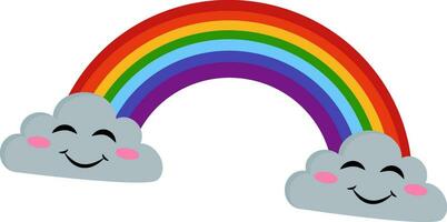 Regenbogen zwischen zwei Wolken, Vektor oder Farbe Illustration.