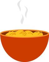 Spaghetti im Orange Schüssel, Vektor oder Farbe Illustration.