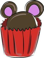 Bild von Cupcake mit Ohren - - Cupcake Ohren geformt Topping, Vektor oder Farbe Illustration.