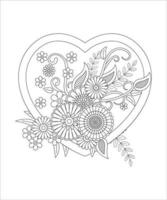 Blumenmuster und Hena-Zeichnung. Malvorlagen für Erwachsene mit Blume vektor
