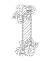 Alphabet-Malvorlagen mit Blumenstil. ABC Malvorlagen - Buchstabe i vektor