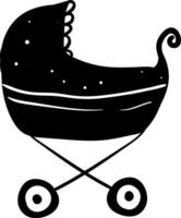 Baby Kinderwagen im Silhouette , Vektor oder Farbe Illustration