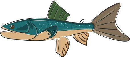 Karikatur blau gefärbt Palia Fisch einstellen auf isoliert Weiß Hintergrund angesehen von das Seite Vektor oder Farbe Illustration