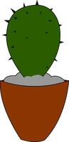 Karikatur klein Kaktus Pflanze auf ein irden Topf Vektor oder Farbe Illustration