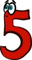 emoji av Lycklig nummer-5 i röd Färg vektor eller Färg illustration