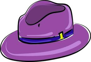 en violett hatt med blå band, vektor eller Färg illustration