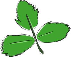 Clip Art von drei Grün Blätter auf ein schlank Stengel Vektor oder Farbe Illustration