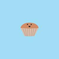 Porträt von ein braun Muffin oder Cupcake Über Blau Hintergrund Vektor oder Farbe Illustration