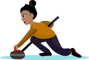 ClipArt av en flicka curling spelare vektor eller Färg illustration