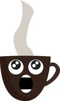 Emoji von ein erstaunlich heiß dämpfen Kaffee Tasse Vektor oder Farbe Illustration