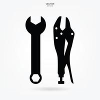 Handwerker-Tool-Symbol. Schraubenschlüssel und Schraubendreher Zeichen und Symbol. Vektor. vektor