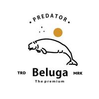 årgång retro hipster beluga logotyp vektor översikt monoline konst ikon