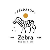 årgång retro hipster zebra logotyp vektor översikt monoline konst ikon