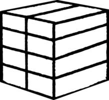 froebels dividerat kub eller åtta mindre parallellogram, årgång gravyr. vektor