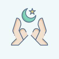 Symbol Hände. verbunden zu Ramadan Symbol. Gekritzel Stil. einfach Design editierbar. einfach Illustration vektor