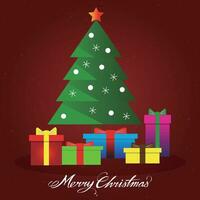glad jul bakgrund och jul träd grafisk vektor element staplade med element