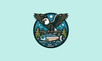 fliegend Adler mit Fisch Vektor eben Design Logo