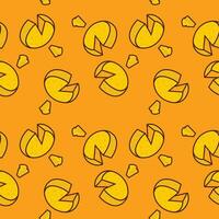 frisch Gelb Käse wiederholen nahtlos Muster Gekritzel Karikatur Stil Hintergrund Vektor Illustration