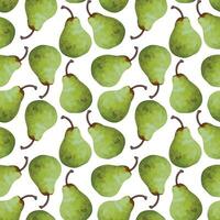 vattenfärg ljuv färsk grön päron frukt upprepa sömlös mönster klotter tecknad serie modern stil tapet vektor illustration